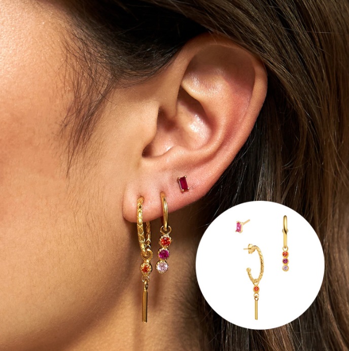 New Pink Tone Drop Earrings Set 
